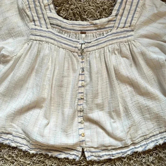 FreePeople Cottagecore Boho Romantic Fairy Whimsigoth Square NeckLace Blouse SzS - Picture 3 of 11